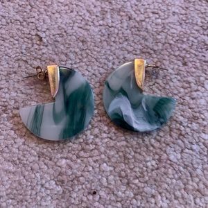70s colorful blue and green big earrings